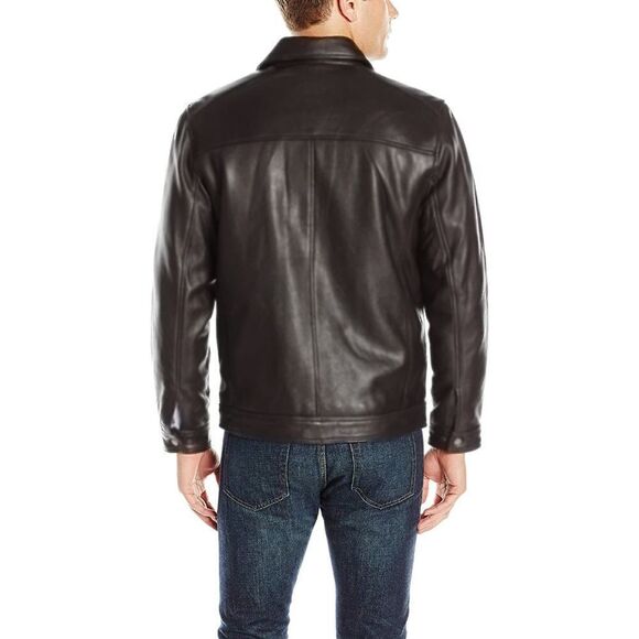 New! BOSTON HARBOUR Men's Genuine Leather Jacket Zip-front Brown Jacket Size XL - Picture 2 of 2